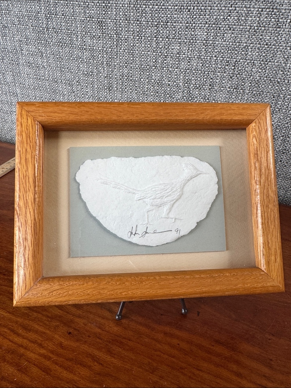 Vintage John Saunders Signed Paper Casting Art 1991 Framed Roadrunner